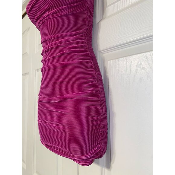 Purple Ruched Mini Dress With Adjustable Spaghetti Straps - Picture 4 of 8